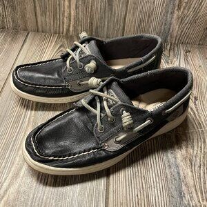 Brand New Women's Sperry Top-Sider Black & Gray Dock Shoes Size 6